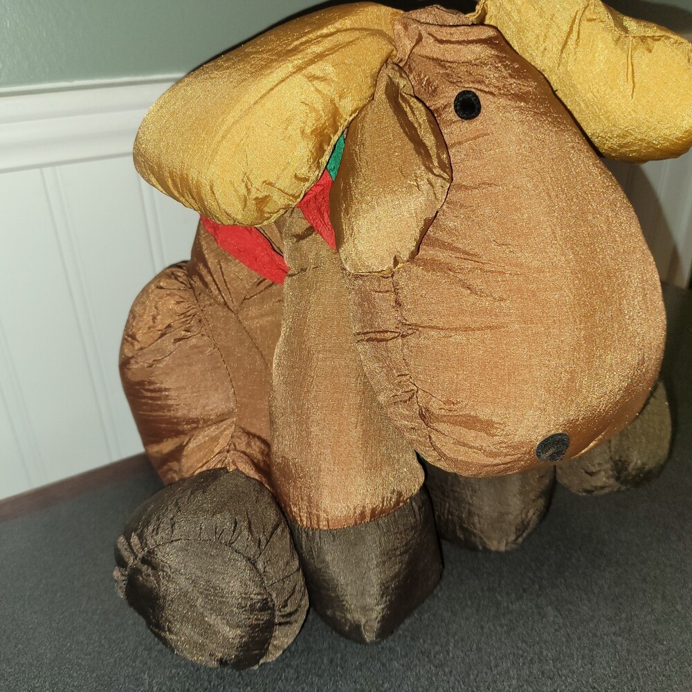 Department 56 Vintage Nylon Reindeer Moose Parachute Plush Puff Stuffed 10" Toy - Picture 3 of 7